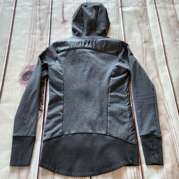 Athleta "Down to Town" Down Sweatshirt Jacket Asymmetrical Grey, Women's Size XS - Picture 6 of 12